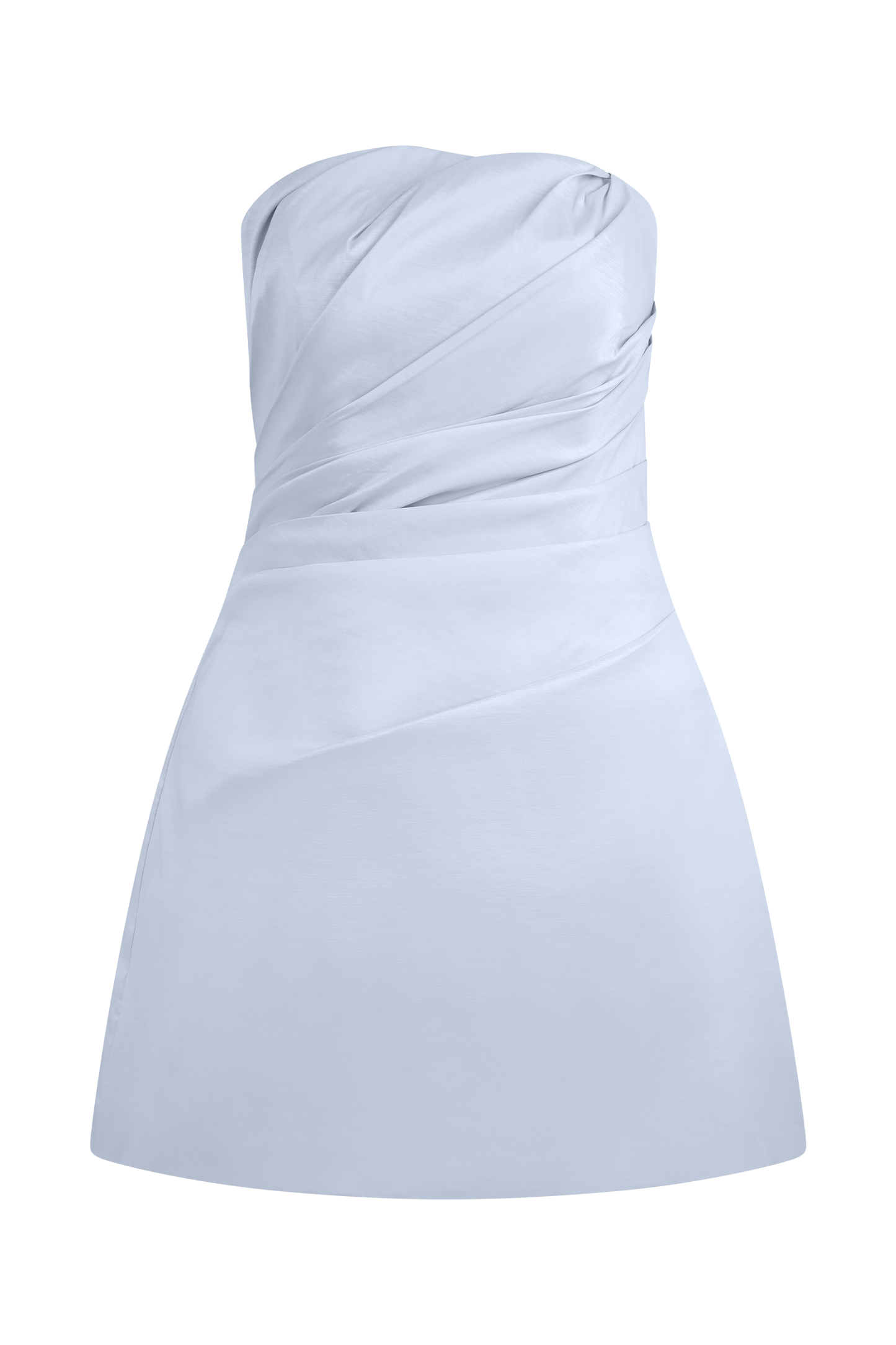 RS™ Leslie Büzgülü Tafta Mini Elbise - Buzlu Mavi